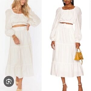 Show‎ Me Your Mumu Miley Midi Skirt Women's M Belted Tiered MM2-4694